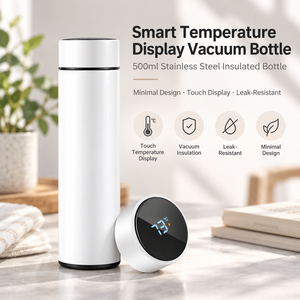 Thermos de 500 ml avec affichage de la température, en acier inoxydable, bouteille isotherme divisée, tasse isolée sous vide pour l'extérieur, cadeau pour la fête des pères - Product Image 2