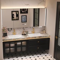 Meubles-lavabos de salle de bain modernes en bois, en contreplaqué MDF, résistants à l'eau, avec double vasque et miroir de salle de bain
