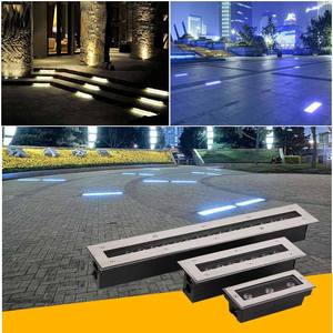 Luz <span class=keywords><strong>LED</strong></span> lineal <span class=keywords><strong>empotrada</strong></span> rectangular, <span class=keywords><strong>tira</strong></span> larga de acero inoxidable IP65, 9W, iluminación cuadrada para <span class=keywords><strong>suelo</strong></span> subterráneo, luz para escalera al aire libre - Product Image 3