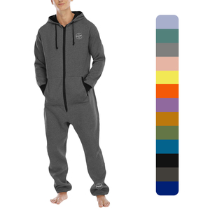 OEM Custom ricamo Logo in cotone con tasche laterali colletto di un pezzo con cerniera di peso massimo Raglan maniche tute da uomo - Product Image 1