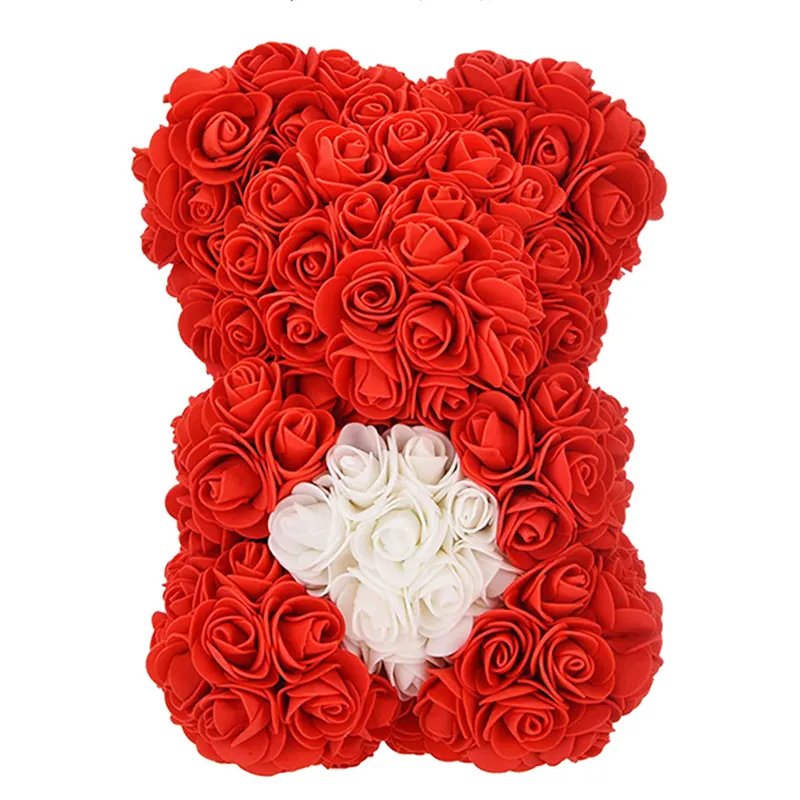 バレンタインデーをカスタマイズビッグローズテディベア母の日25cm造花プリザーブローズベア