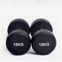 Haltères en caoutchouc à noyau en acier DINUO, qualité commerciale, 10 kg, poids fixe, antidérapants, logo personnalisé, pour la maison, la salle de sport, le CrossFit, l'entraînement fonctionnel