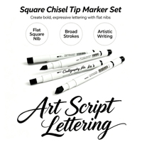 Ensemble de stylos marqueurs de calligraphie HY avec 4 tailles de pointes dans un emballage en blister pour l'écriture artistique et les lettres - Fabriqué en Chine