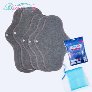 AIO Lot de 6 serviettes menstruelles réutilisables en tissu lavable à ailes pour femmes <span class=keywords><strong>serviette</strong></span> hygiénique <span class=keywords><strong>post</strong></span>-<span class=keywords><strong>partum</strong></span> avec emballage de rangement portable - Product Image 1