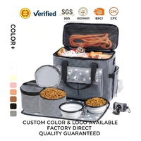 Sac de voyage pour chien approuvé par les compagnies aériennes, avec conteneurs pour nourriture et bols pliables, kit d'accessoires de voyage pour animaux de compagnie pour une nuit, sac de sortie pour animaux de compagnie