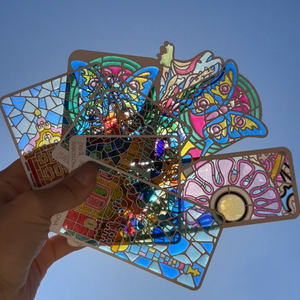 Segnalibro personalizzato in vetro colorato-nome/Logo personalizzato, stile finestra colorata in metallo smalto chiesa, accessorio di lettura - Product Image 1