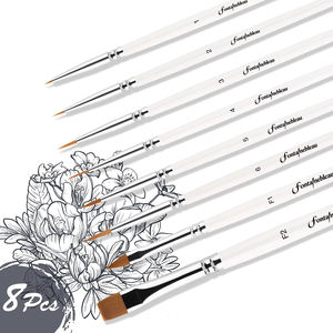 8 unids/set blanco redondo punta fina detalles cepillo aceite acuarela arte en miniatura pincel pluma cepillos - Product Image 1