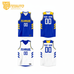 ชุดเสื้อบาสเก็ตบอลระบายอากาศได้ดีกลับด้านได้เซตเสื้อบาสเก็ตบอลเย็บตาข่ายโพลีเอสเตอร์สำหรับวิ่ง - Product Image 1