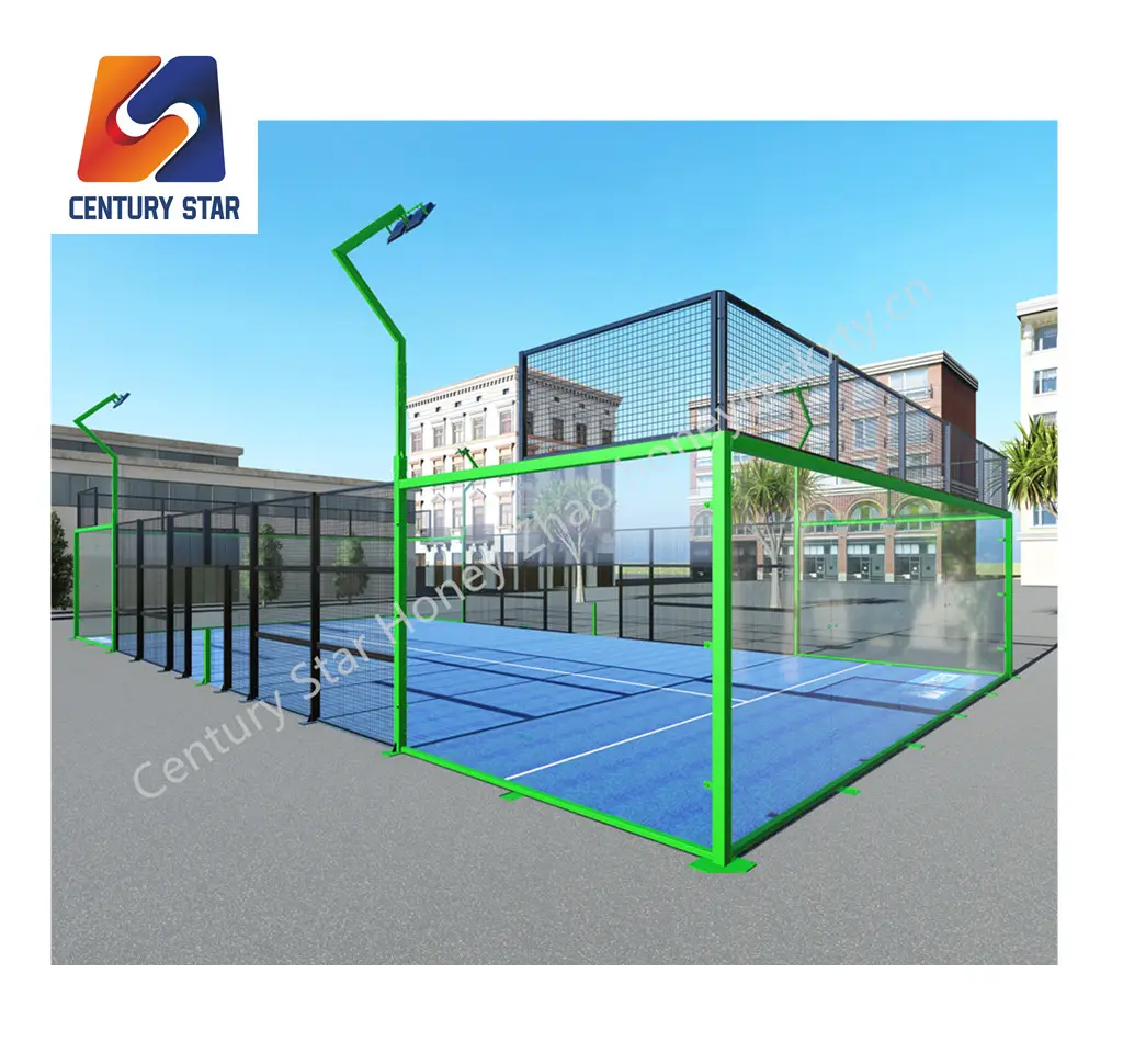 Desain baru CE bersertifikat olahraga luar ruangan keselamatan padel peralatan lapangan tenis Panoramic stadion olahraga tenis