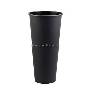 Custom Logo <b>Plastic</b> PP Full Black <b>Cups</b> 500ML 700ML Disposable Clear Frosted Hard <b>Cup</b> with Dome Lids 90mm Diameter - Product Image 6