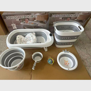 Juego de bañeras para bebés 8 en 1 con caja de color, juego de baño de 8 piezas con cubo, cuchara para agua y tazón - Product Image 1