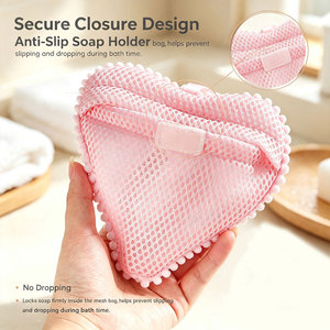 Sac à savon 3D en nylon maillé épaissi, forme nuage et cœur, avec fermeture sécurisée pour le bain – Vente chaude - Product Image 3