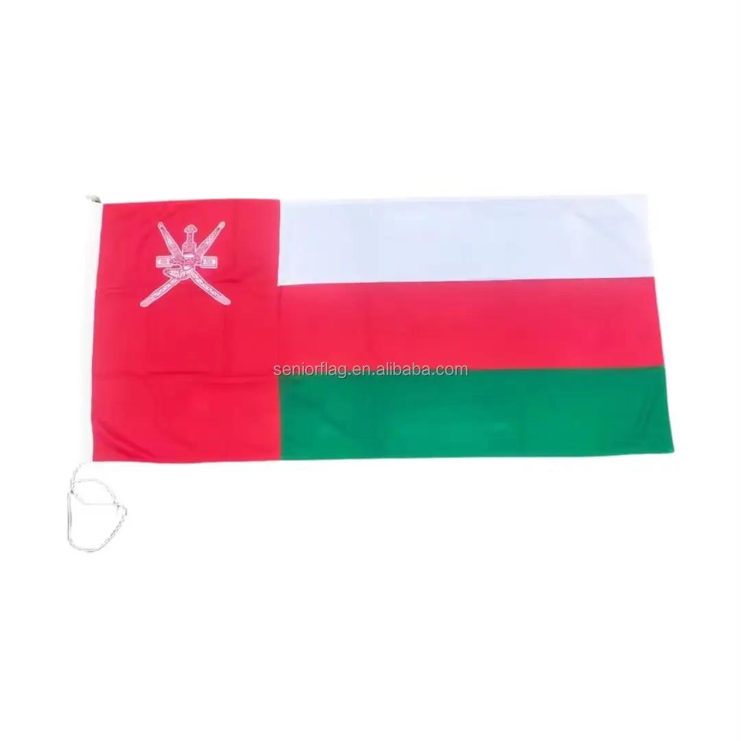 Nuovo prodotto stampato poliestere bandiere nazionali del sultanato di Oman 2x3.5m grandi dimensioni bandiera Oman