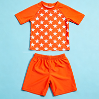 Ensemble de bain 2 pièces pour garçons, certifié OEKO-TEX, respectueux de l'environnement, avec manches longues et short de bain imprimé, vêtements de bain pour enfants