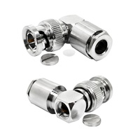 Conector RF de 75 Ohmios, Conector de Cable BNC, Conector Macho de Ángulo Recto con Abrazadera para Cable Coaxial RG59 RG58