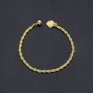 JXX Wholesale 24K Gold Plated Brass Bracelet Elegant Twisted Dainty Rope Chain with Zircon Hand Chain Bracelet - Product Image 4