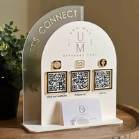 Support de numéro de table de mariage en acrylique avec code QR, design moderne en forme d'arche, vente en gros d'usine