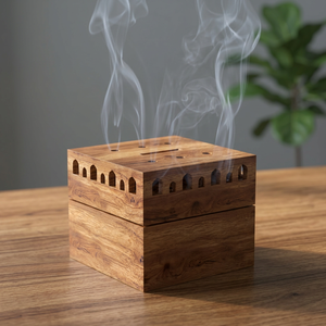 Brûleur d'encens en bois de santal fait main, diffuseur aromatique pour la décoration intérieure, utilisation toute saison, décoration maison, Ramadan, Eid - Product Image 1
