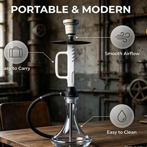 Set de Shisha Portátil Moderno, Pipa de Agua Mini de Acero Inoxidable y Aleación de Aluminio con Boquilla y Manguera para Viajes, Bar, Regalo - Product Image 3