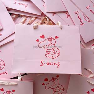 Sac fourre-tout en papier biodégradable réutilisable de haute qualité, écologique, rose, avec logo et poignée, pour la vente au détail, les cadeaux et les bijoux - Product Image 1