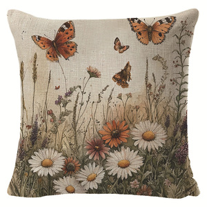 Lunar Forge Butterfly <b>Pillowcase</b> <b>Square</b> Vintage Linen Cushion Cover For Living Room Decor Washable - Product Image 2