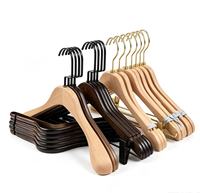Cintre à barre en bois massif (noyer, hêtre, lotus) avec clip pour costume, antidérapant, avec logo personnalisé, design à crochet, pour armoire, salle de bain, salon, hôtel