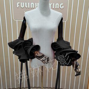 Costume da ballo da sala con maniche a sbuffo, nuovo accessorio per competizioni di danza, gonna per esibizioni di valzer con maniche a sbuffo - Product Image 6