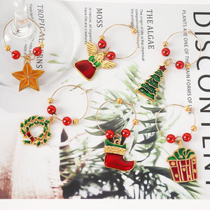 Custom Metal <b>Wine</b> <b>Glass</b> <b>Charms</b> Christmas Themed <b>Wine</b> <b>Glass</b> Markers Tags Identification <b>Wine</b> <b>Glasses</b> Rings <b>Charms</b> Decorations - Product Image 4