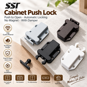 Loquet de sécurité à pression non magnétique avec amortisseur hydraulique, dispositif de verrouillage automatique à rebond, en plastique, moderne, pour armoire scolaire - Product Image 1