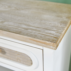 Meuble de rangement moderne style farmhouse blanc en MDF avec placage frêne et cèdre, avec tiroirs, pour extérieur, hôtel et salon - Product Image 6