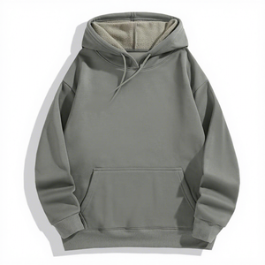Sudadera con Capucha Oversize para Hombre, de Forro Polar, Color Amarillo Sólido, con Bordado y Efecto Degradado, de Invierno, Poliéster/Algodón, con Bolsillo - Product Image 3