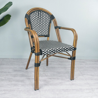 Chaises de salle à manger modernes en rotin tressé pour l'extérieur, fauteuils bistrot français avec structure en aluminium pour parcs, chambres et salons