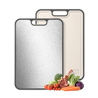 Planche à découper double face antidérapante en titane, résistante aux rayures, en acier inoxydable SS304 et en paille de blé PP, pour fruits et viandes