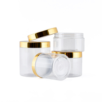 Emballage Cosmétique Pot Vide en Plastique PET Transparent pour Beurre Corporel et Gommage, 100ml 120ml 150ml 200ml 250ml 8oz 500ml, avec Capuchon Doré