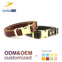 Großhandel Echtes Rindsleder Hundehalsband mit Schnellverschluss Goldfarbene Metallschnalle Verstellbares Robustes Haustierhalsband mit Individuellem Logo