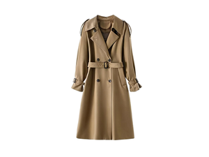 <span class=keywords><strong>Trench</strong></span> Coat Slim in PU Antivento Color Kaki per <span class=keywords><strong>Donna</strong></span>, Lunghezza Media, Stile Coreano e Britannico, Doppiopetto, Autunnale - Product Image 1