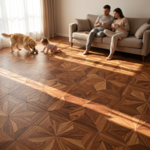 Parqué <span class=keywords><strong>Acacia</strong></span> Art, Suelo de Madera de Ingeniería Color Nogal Marrón Oscuro, Estilo Versalles Francés - Product Image 1