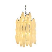 Lustre en verre artistique prismatique médiéval français, blanc cassé, style vintage géométrique, pour villa, salon, salle à manger, hall d'entrée