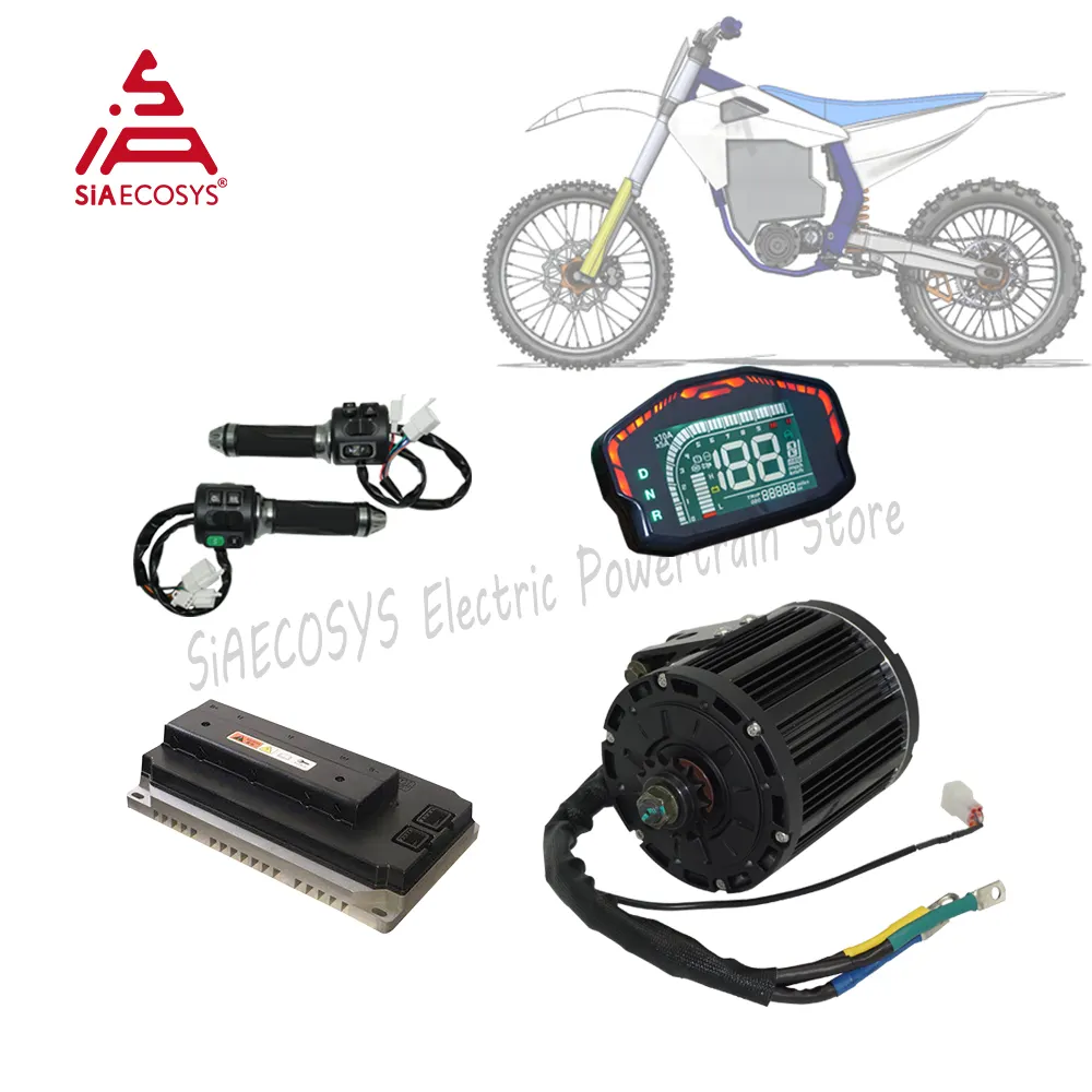 SIA Kit 7500W QS138 90H 120KMPH IPM Mid Drive Motor Kits Powertrain for Electric Offroad Dirtbike ATV with EM150 EM150-2