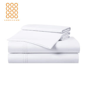 LONGSHOW grosir Hotel linen putih kustom katun mewah seprai hotel bordir - Product Image 3
