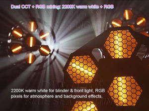 إضاءة مسرح LED بتأثير الهالة سداسية الشكل بقوة 7×60 واط، 3200 كلفن أبيض دافئ - Product Image 4