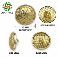 Kancing Logam Emas 17MM Grosir Motif Bunga Vintage Kancing Shank dari Paduan Logam untuk Jaket Mantel Pakaian