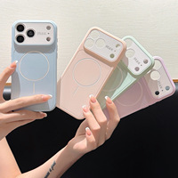 Coque de téléphone tendance à blocs de couleur avec grande fenêtre pour accessoires mobiles, compatible 16 17 Air 18 Pro, avec dos magnétique
