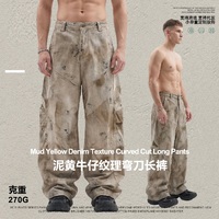 Pantalon mi-droit pour homme en coton 100% de haute qualité, personnalisé, décontracté, élastique, camouflage Real Tree, style parachute empilé, coupe charpentier