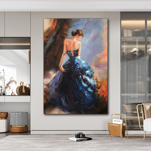 Pintura al Óleo de Bailarina de <span class=keywords><strong>Ballet</strong></span> Pintada a Mano sobre Lienzo, Arte Mural Moderno Abstracto con Textura 3D y Espátula, para Decoración del Hogar - Product Image 3