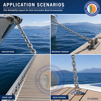 Chaîne d'ancre à maillons courts en acier inoxydable 316, norme marine DIN766, diamètre 3 mm, accessoires pour kayak, bateau pneumatique, yacht, bateau