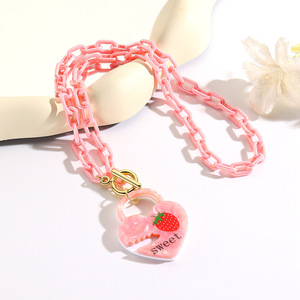 C & J Yanye Dopamine Acrylique Petit Coeur Rose Frais <span class=keywords><strong>Ne</strong></span> Se Fane <span class=keywords><strong>Pas</strong></span> Clavicule Chaî<span class=keywords><strong>ne</strong></span> Colliers pour Femmes - Product Image 5