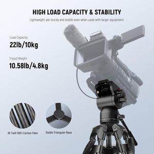 Trépied vidéo NEEWER LL34 78 pouces à dégagement rapide en une étape avec tête fluide à amortissement réglable, trépied robuste en fibre de carbone - Product Image 3