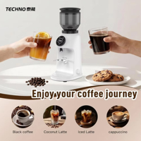 Moulin à café à faible bruit avec meules en acier inoxydable de 64 mm |   150W 3Nm Couple élevé |   Dosage précis à la seconde près (0,1 g) |   320g Lock Hopper |   Prêt CE