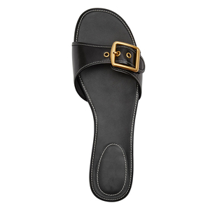 Sandales plates à boucle surdimensionnées pour femmes, à bride large unique, bout ouvert, chaussures d'été, vente en gros, OEM personnalisé - Product Image 3